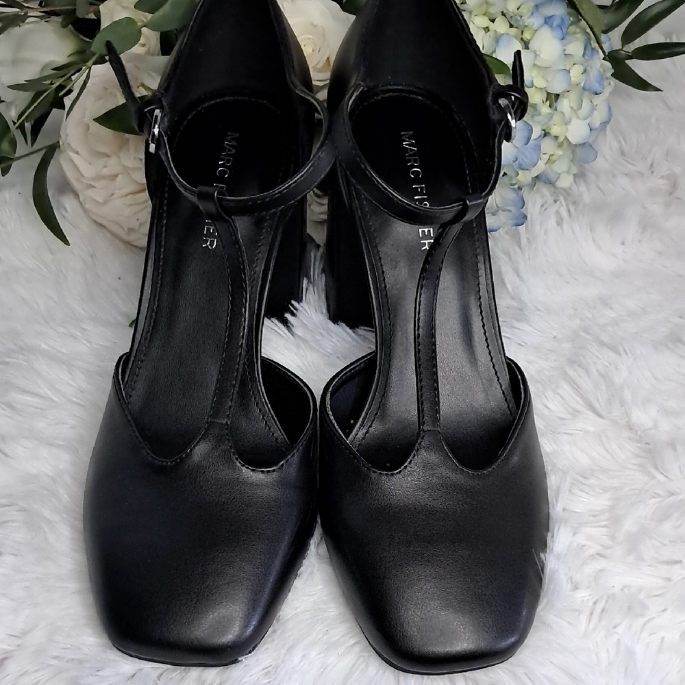 Marc Fisher Black Square Toe Heels